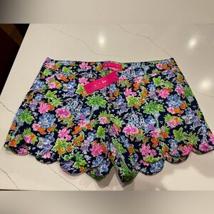 Lilly Pulitzer x Disney Women's Buttercup Shorts Lilly Loves Disney Navy NWT 14